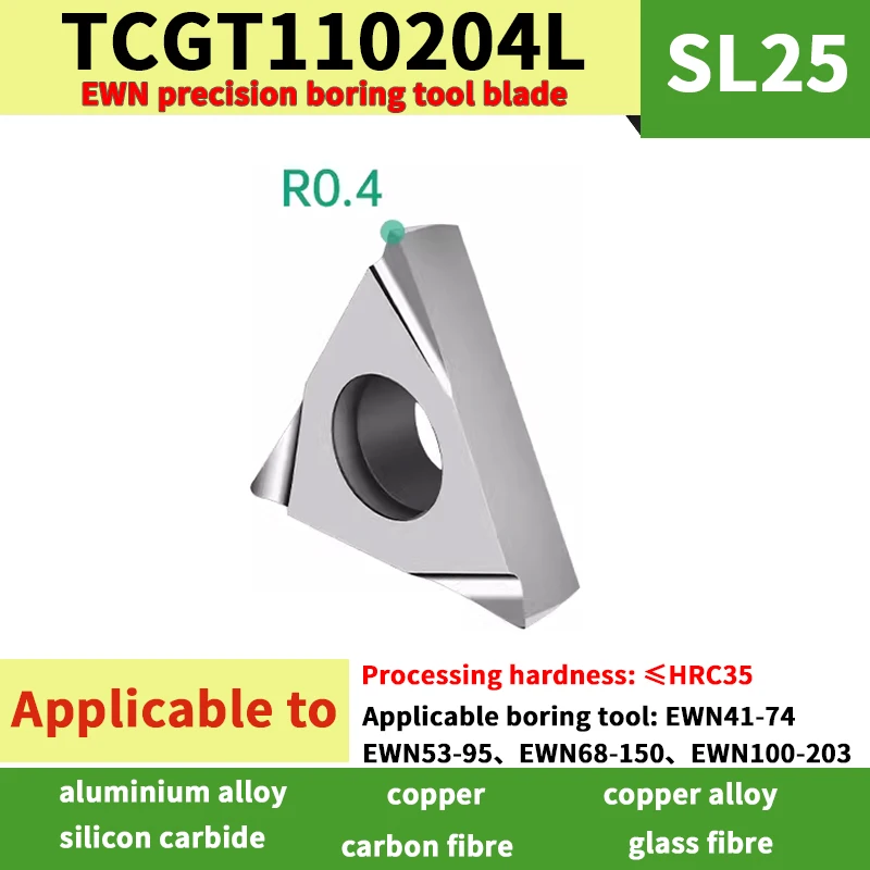 10 pieces EWN Triangular fine boring insert  blade TPGH0802L TCGT1102L TPGH1103L SL25 for aluminum alloy steel parts milling