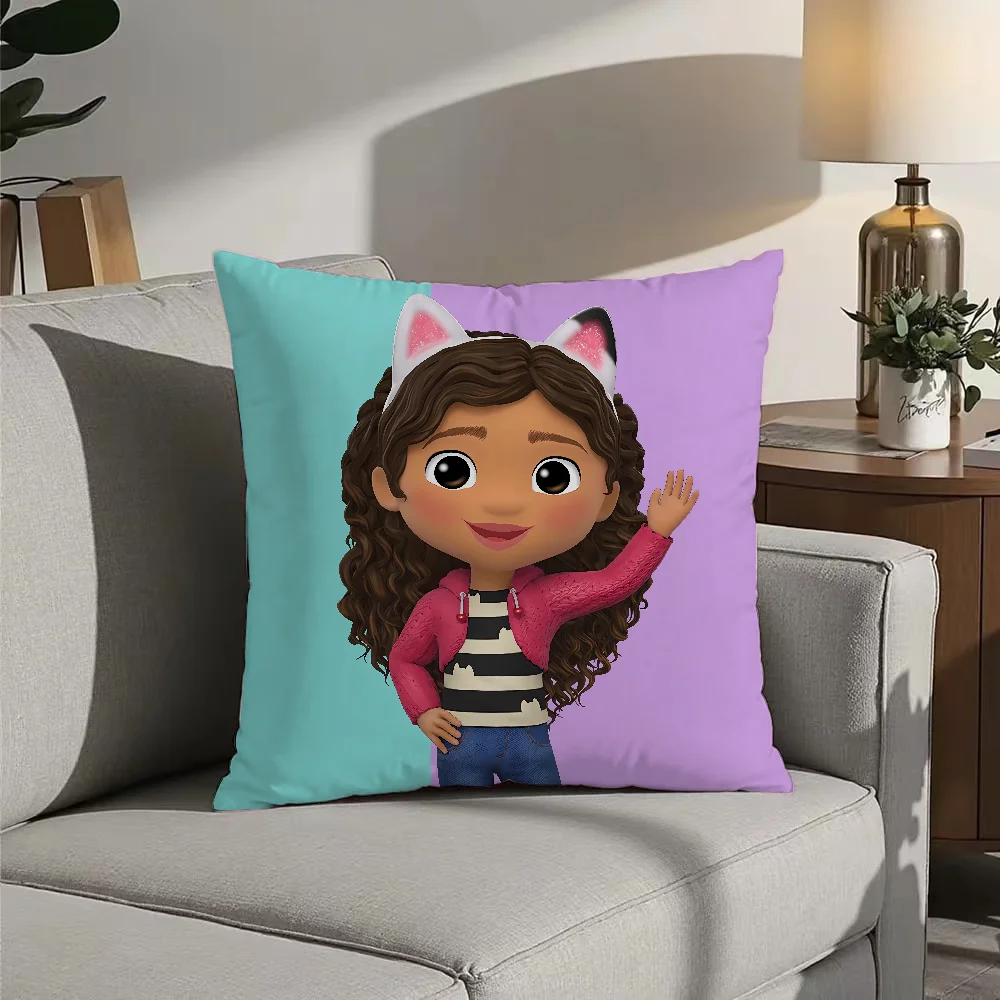 Cute G-Gabbys D-Dollhouse Pillow Case Double Sided Printed Cushion Cover Soft Short Plush Sofa Decorative Home Decoration