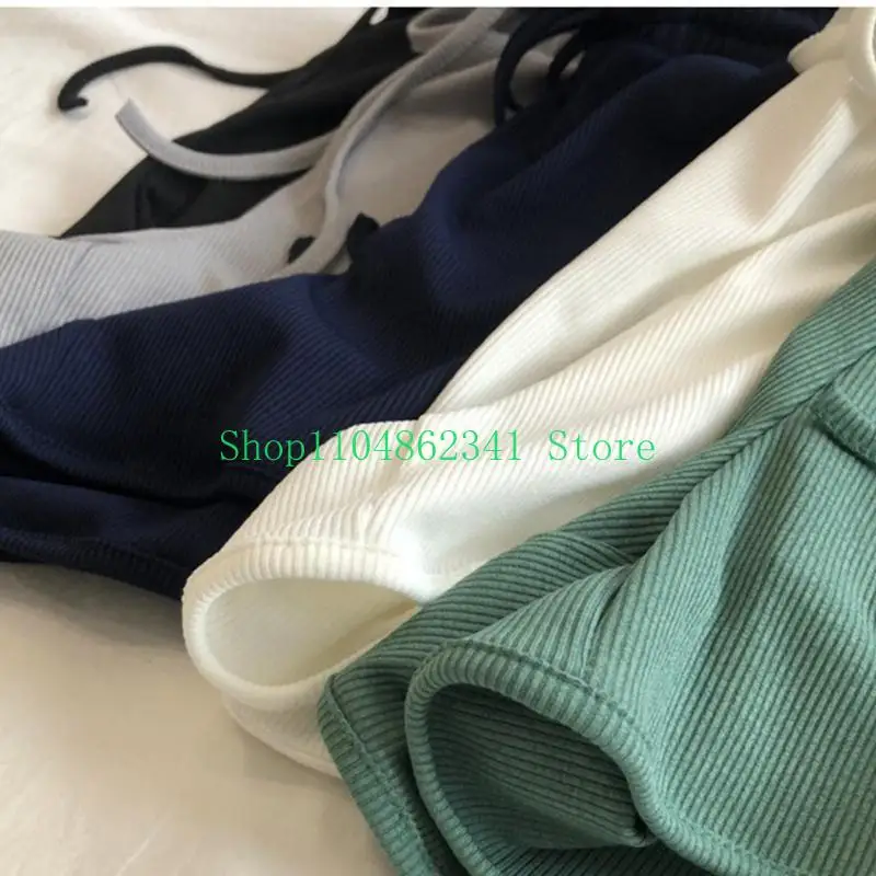 5asd Casual Womens Ice Silk Ribbed Wide Leg Sweat Shorts for Everyday Summer Activity