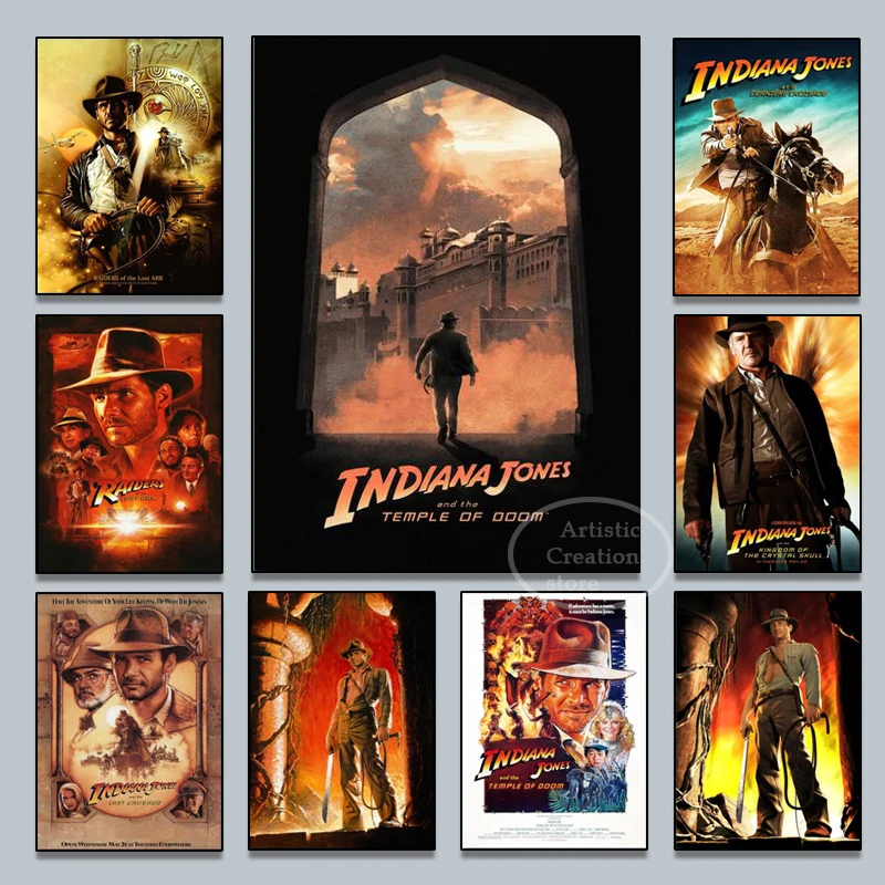 Raiders of The Lost Ark Indiana Jones Classic Retro Movie, Print Art Canvas Poster,Living Room Decor, Home Wall Picture