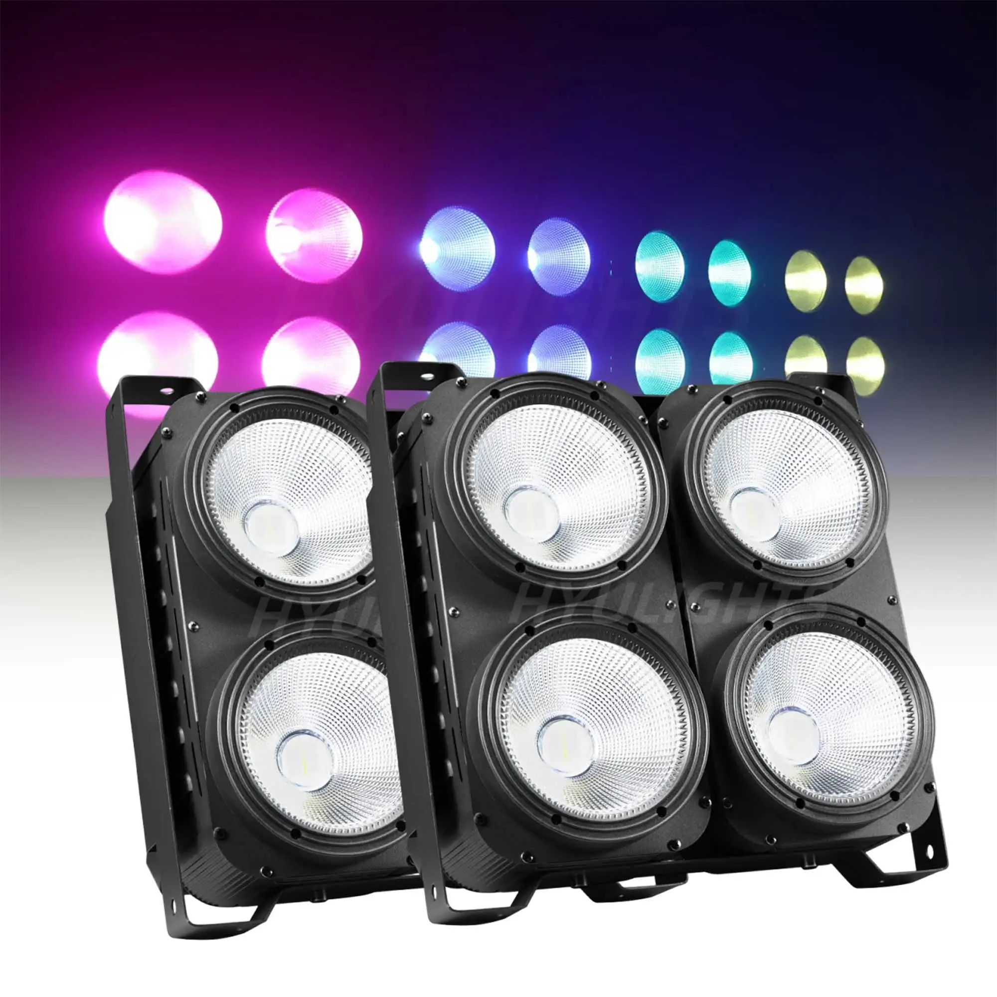 2PCS 4 Eyes Led COB Blinder Lights 4x100W  400W COB Par Can RGBWA UV 6in1 Wash Beam High Power DJ DMX 512 Strobe UV Stage Lights