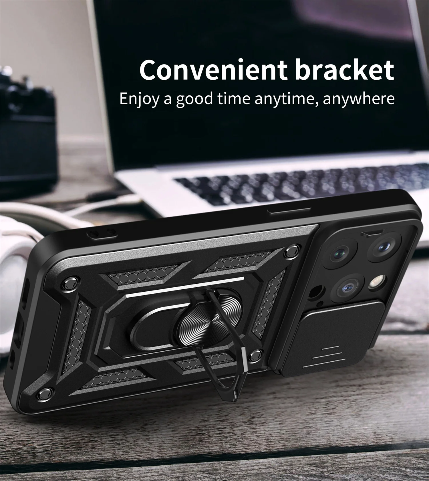 아이폰 15 Pro 카메라 보호 군용 아머 케이스 (아이폰 15 Pro용) 마그네틱 홀더 링 보호 펀다 커버