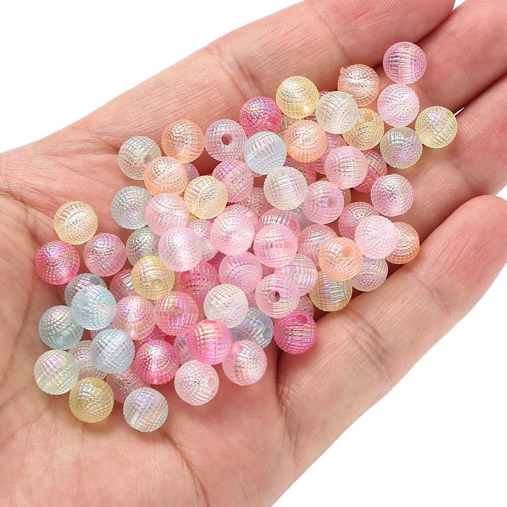 50/100 Stück 8mm 10mm Bunte Gestreifte Acrylperlen Aurora Farbverlauf Lose Abstandsperlen für DIY Armband-Bastelzubehör – Detail 2
