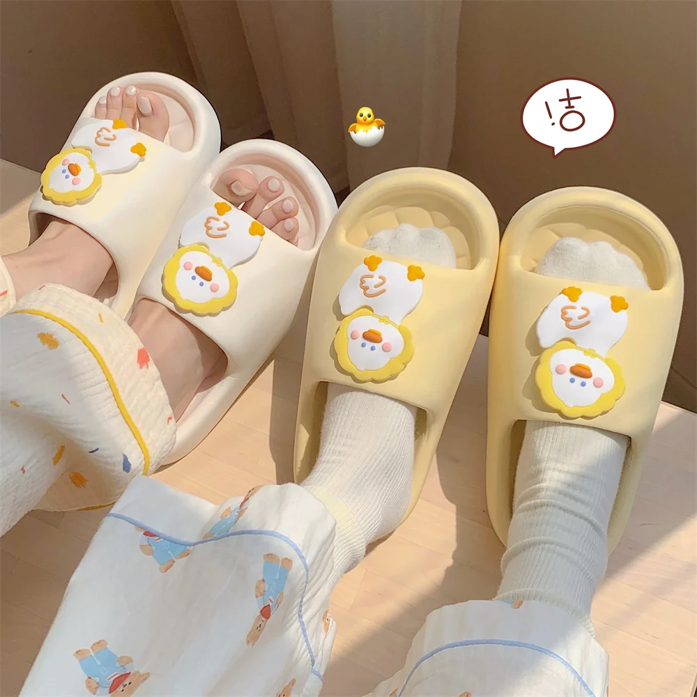 Slim EVA Sandals For Summer Cute Duckling Fashion Home Slipper  Non Slip Men's And Women's Thick Sole Flip Flops