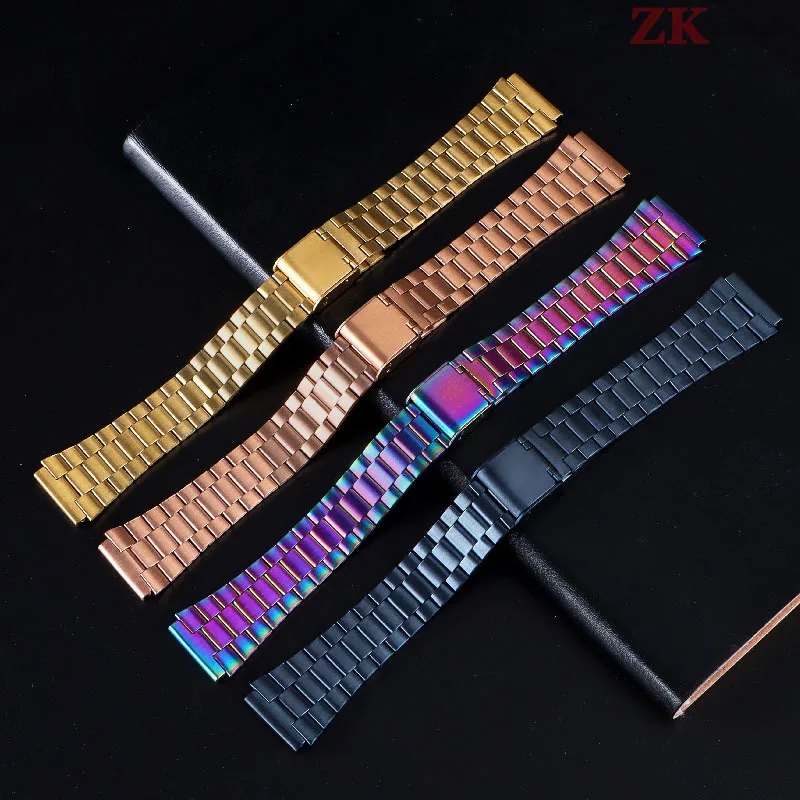 18mm Strap for Casio F-91W Gold Stainless Steel Watchband for F84 F105/108 SGW400/A158W/168 AE1200/1300 Steel Wrist Bracelet