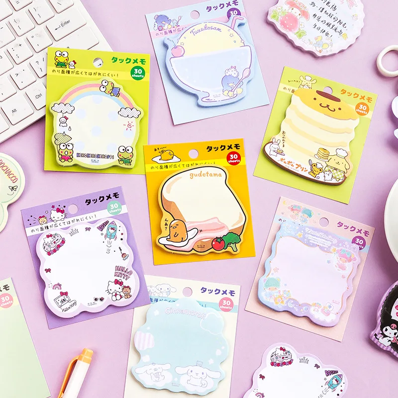 Sanrio Hello Kitty My Melody Kuromi Cinnamoroll Cartoon Sticky Note Anime Memo Pad Handbook Notepad Can Be Sticky Girl Birthday