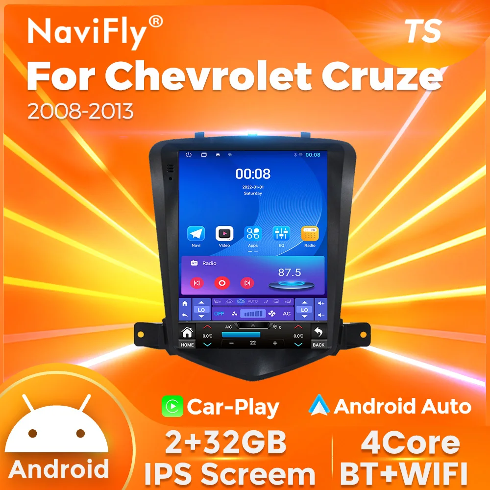 Navifly 9.7inch Car Radio Multimedia Player For Tesla Style Screen For Chevrolet Cruze J300 2008-2014 Carplay Android auto GPS