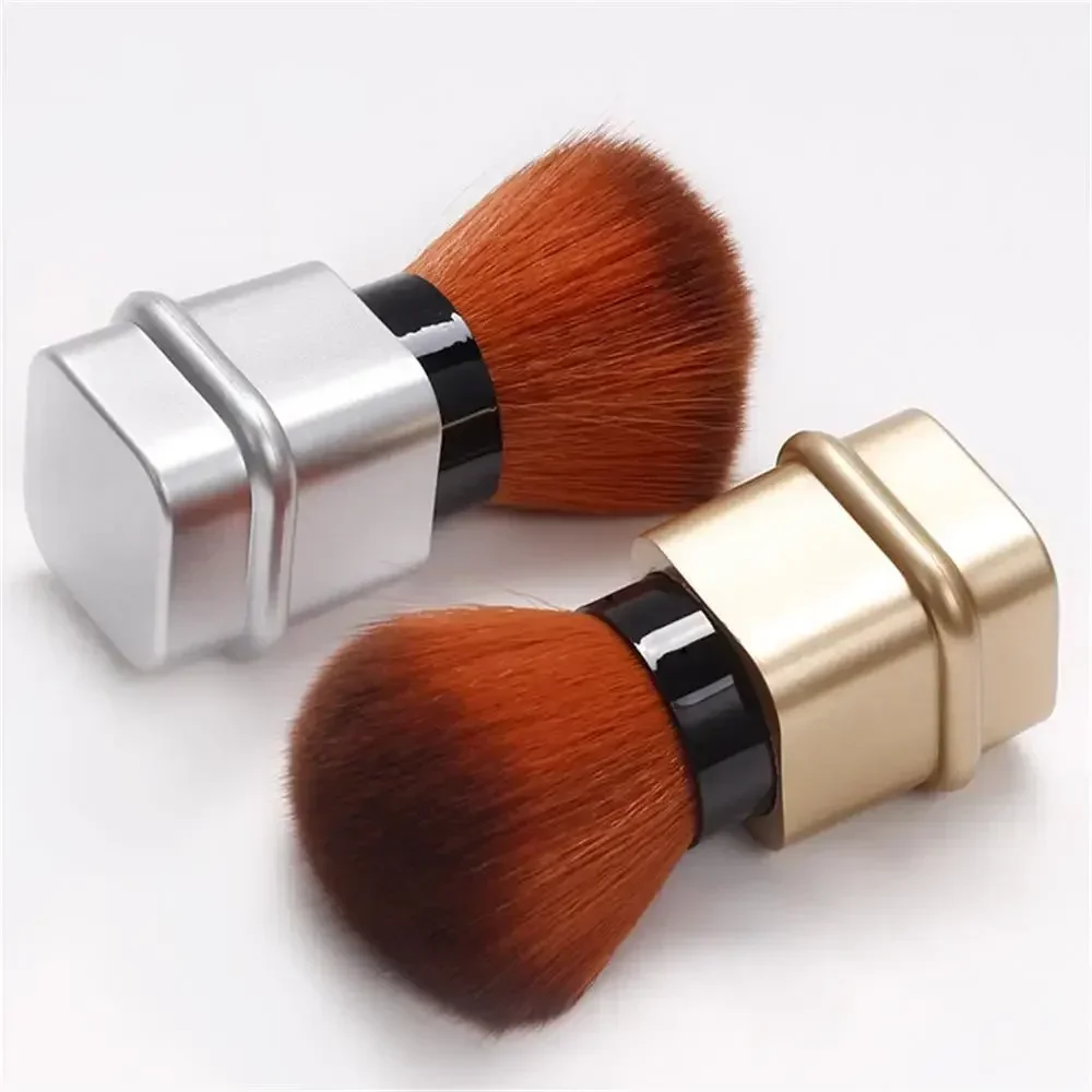 Pincel quadrado retrátil único para blush – pó solto e pincel de configuração com capa, ferramenta de maquiagem multifuncional portátil
