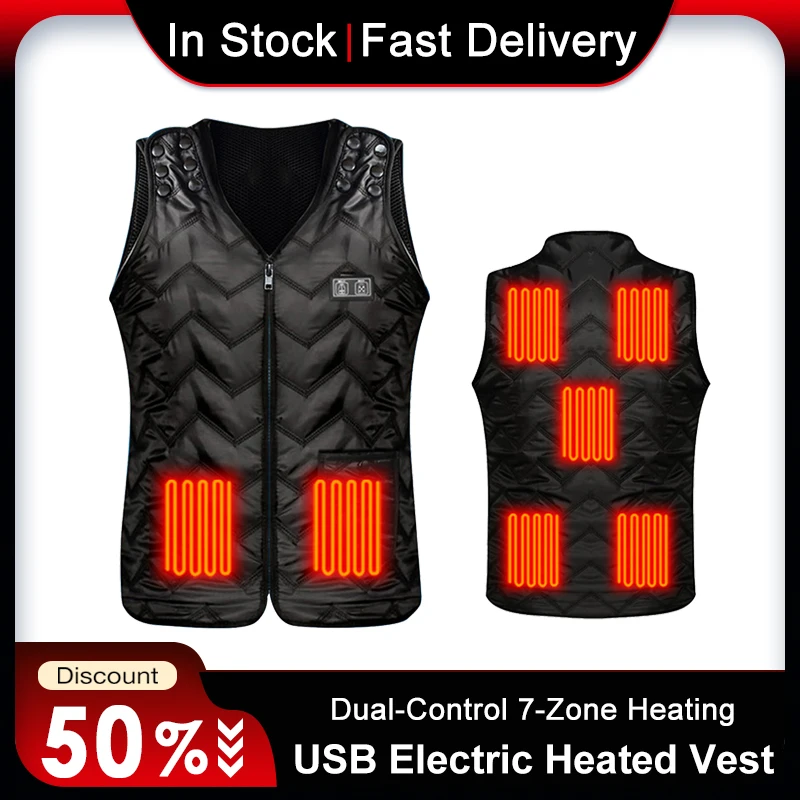 

USB Electric Heating Vest With 7-Zone Heating & Dual-Control Heated Jacket Heating Vest Winter Thermal Clothing Hunting vest