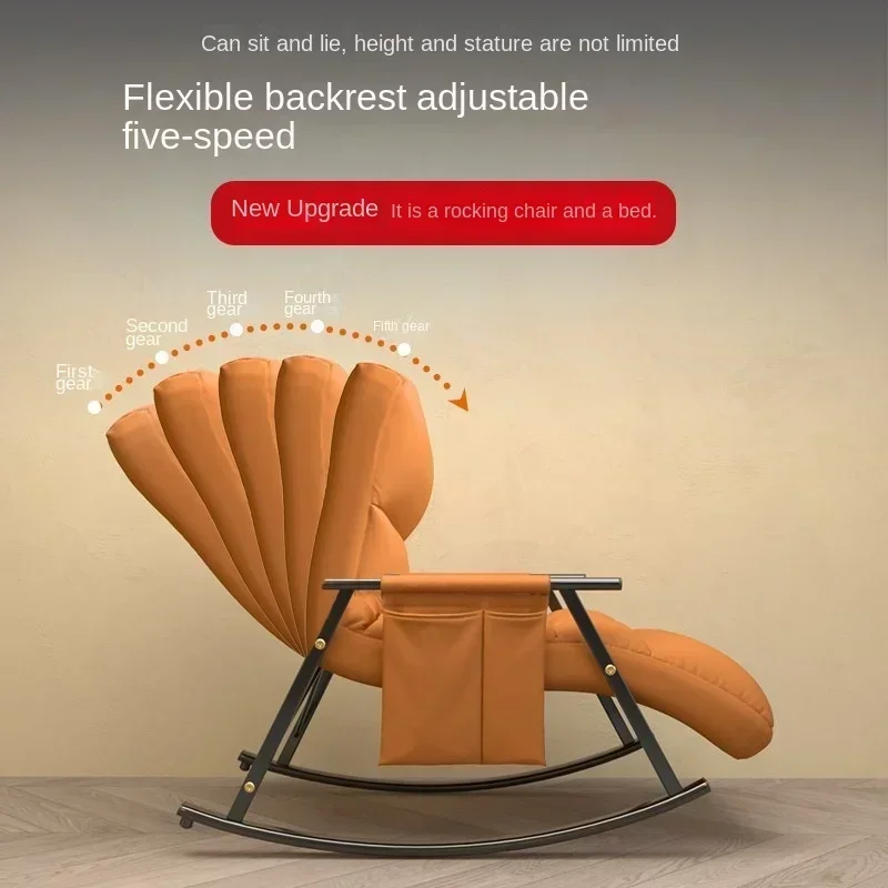 Recliner Lazy Sofa, Single Rocking Chair,Indoor Sofa,Tech Fabric Rocking Chair,Adult Balcony Home Leisure, Layable Sleeping