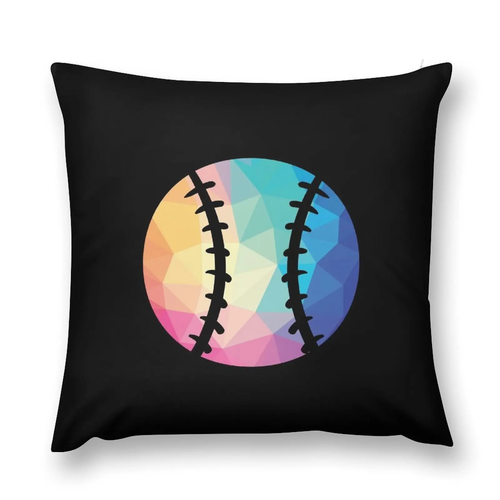 

Geometric Softball Shape Low Poly Softball Gift Throw Pillow pillows decor home Pillowcase Elastic Cover For Sofa pillow