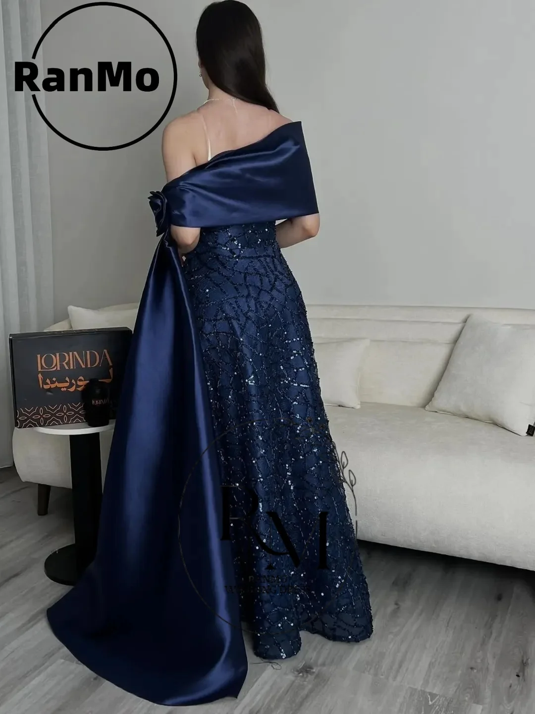Ranmo Delicate Blue A-line Prom Dresses Appliques Sequined Off the Shoulder 2026 Luxury Plus Size Vestidos De Festa Customized