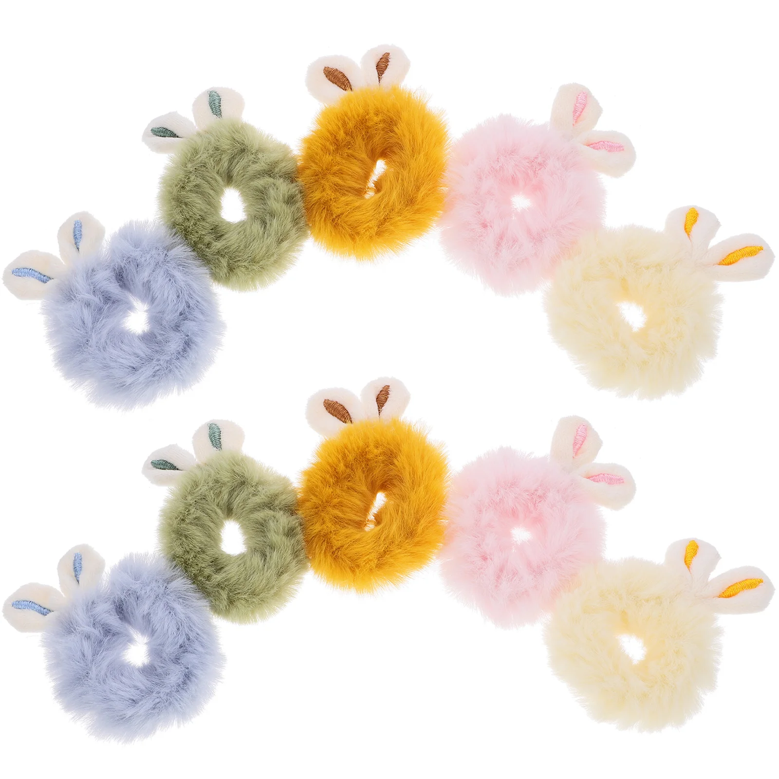 

10 Pcs Bunny Ear Scrunchie Hair Ribbons Scrunchy Tie Plush Scrunchies Rope Ring Ropes Cute Accessories Elastic Ties Miss