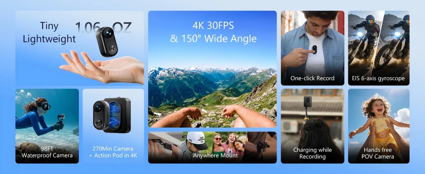 Ansvicam 4k Mini Body Camera With 6-axis Stabilization Magnetic_voghion.com