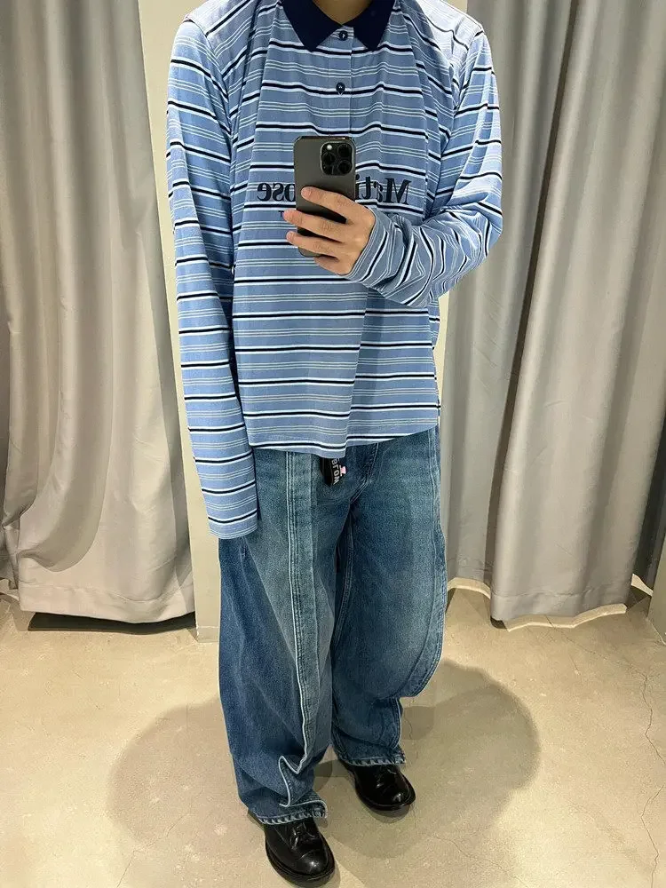 Marti Rose 24SS striped print long-sleeved sweater casual polo shirt