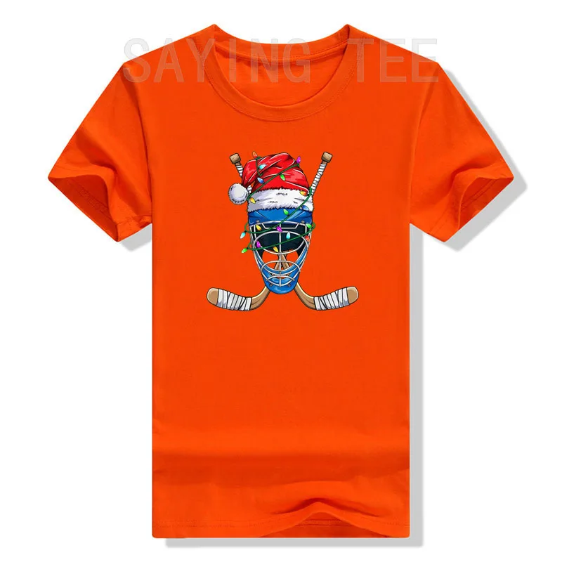 Camiseta con diseño deportivo de Papá Noel para hombre y niño, camiseta de jugador de Hockey de Navidad, ropa Y2k, disfraz de vacaciones de Navidad,