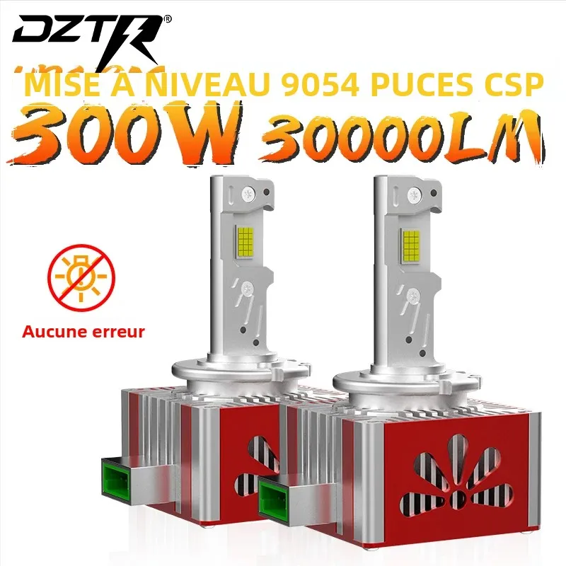 DZTR 2PCS D3S D1S Phares LED Canbus 1:1 HID D2S D4S D8S D1R D2R D4R Ampoules LED Turbo Plug&Play 30000LM 300W pour Voiture