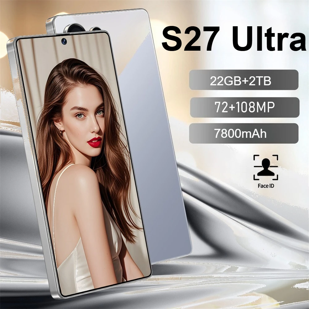2026 NIEUWE S27 Ultra Originele 7,3 inch Smartphone 5G Dual SIM 7800mAh 22GB+2TB Mobiele Telefoons Android Ontgrendelde Mobiele Telefoons