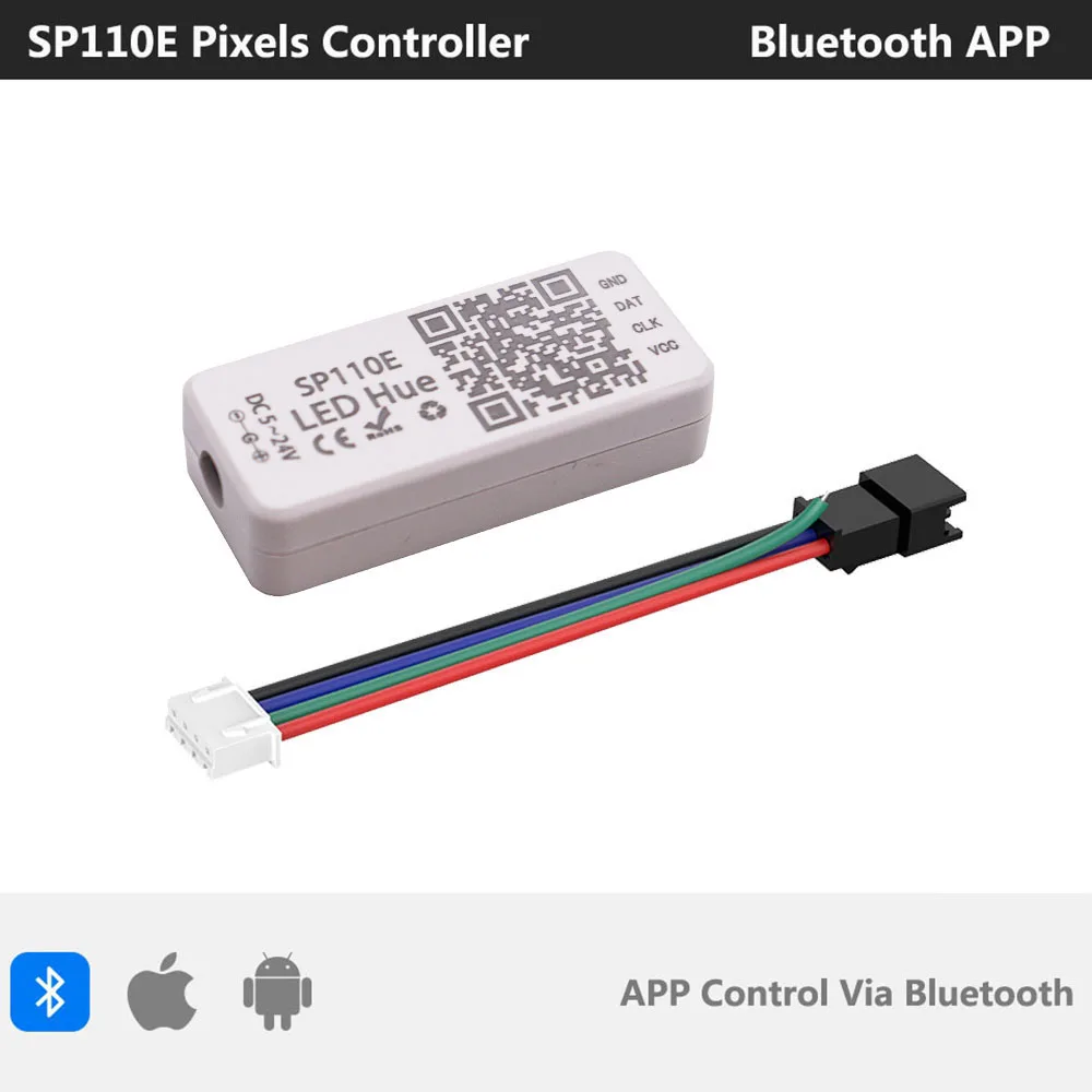 Bluetooth WS2812B LED Pixel Controller SP110E SP107E  for WS2811 WS2815 WS2813 SK6812  LED Lights Strip DC5-24V