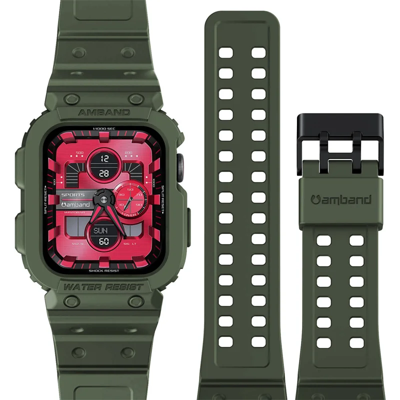 Transparent Strap+Case For Apple Watch Band 45mm 42mm 44mm Accessories Silicone Sports Bracelet iWatch series 9 8 7 5 4 3 6 SE