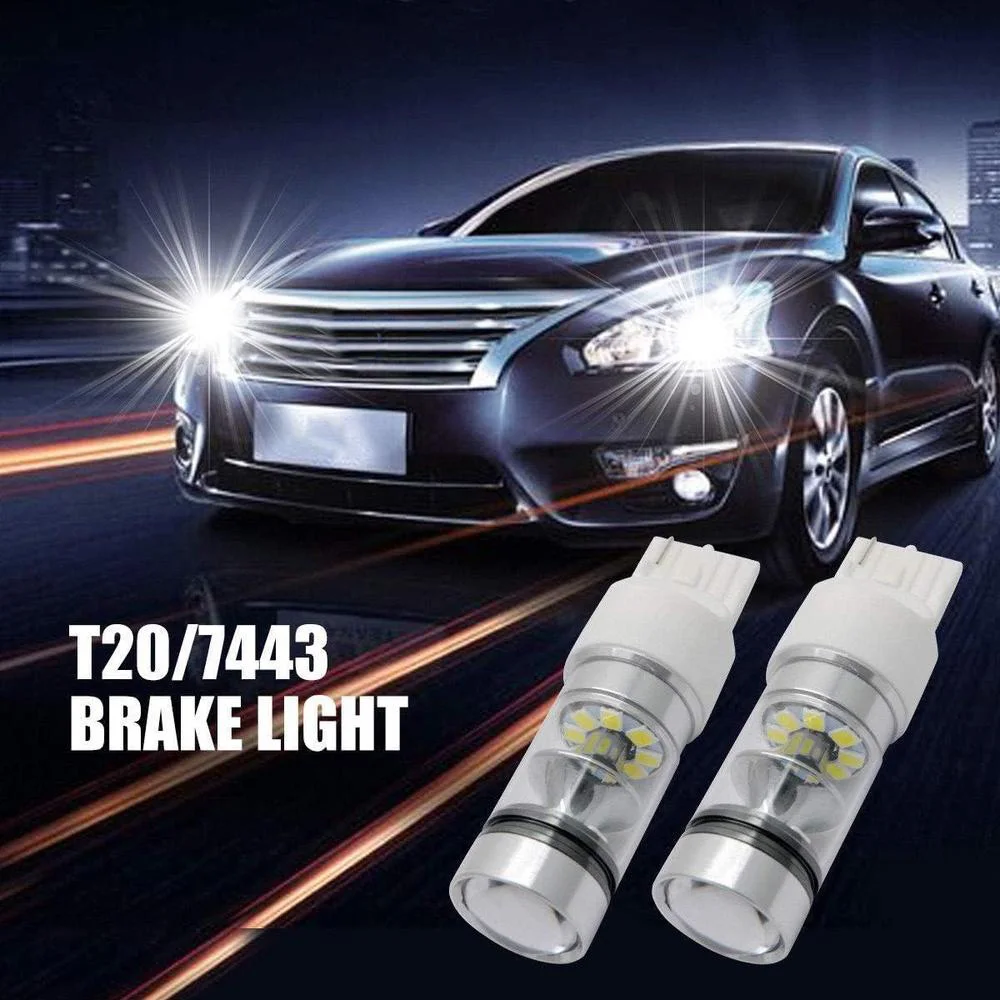 2Pcs Car T20-7440/7443 100W  12V LED  Fog Lights Bulbs Brake  Reverse lights 20 SMD 3030 LEDs White Super Bright High power LED