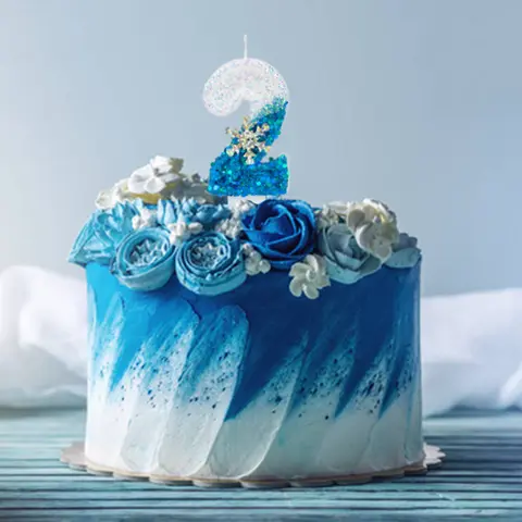 Blue and White Snowflakes 0-9 Digital Snow Princess Cake Candle Birthday Digital Candle Cake Topper Party Decoration Candle