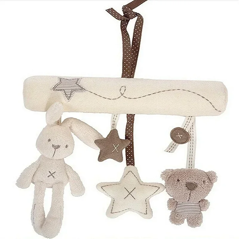 Soft Animal Rabbit Plush Toy Hanging Rattles for Baby Crib Car Safety Seat Travel Stroller Hanging Bell Plush Doll For Newborn