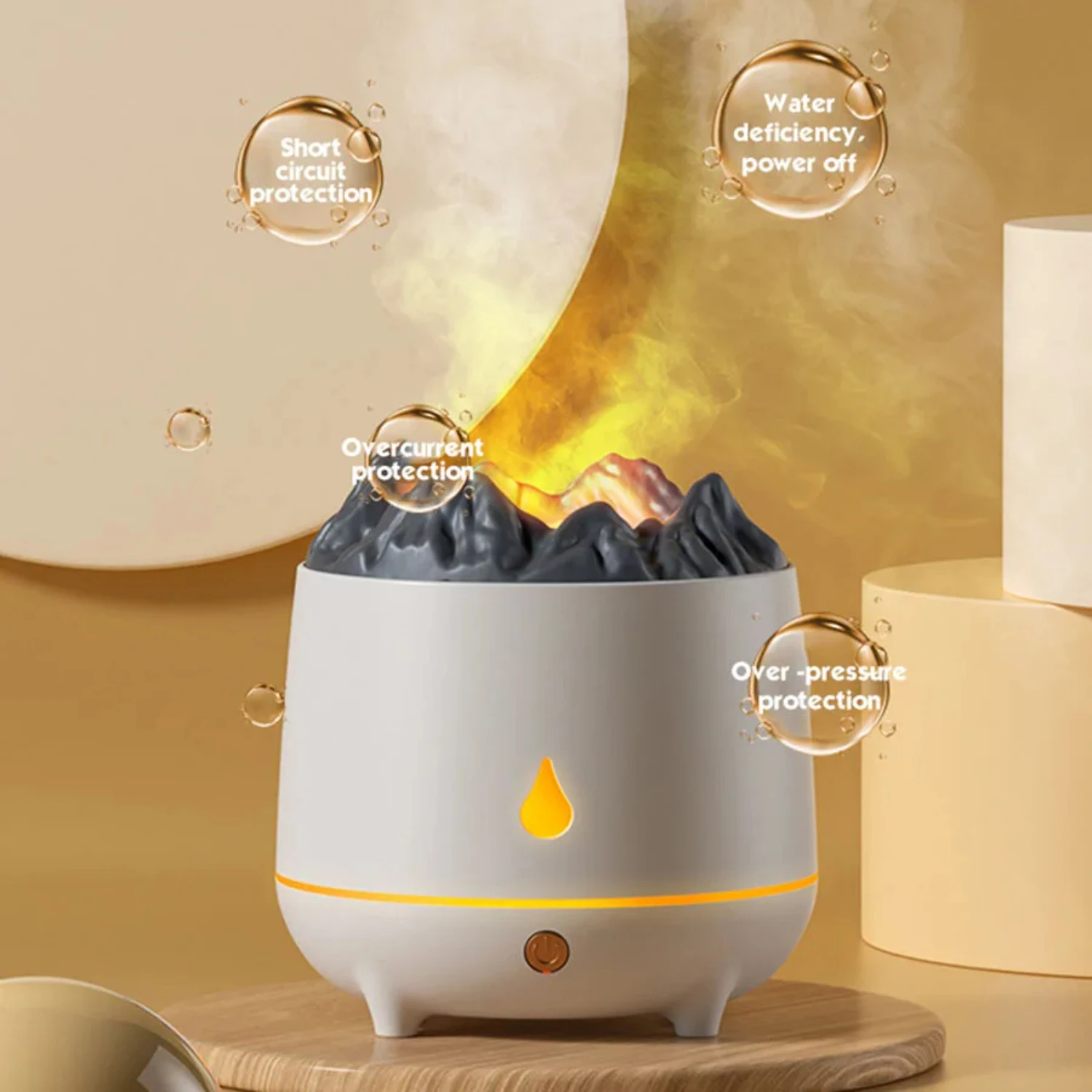 Flame Mountain Aromatherapy Machine Air Humidifier Large Capacity 400mL, Flame Night Light Creative Aromatherapy