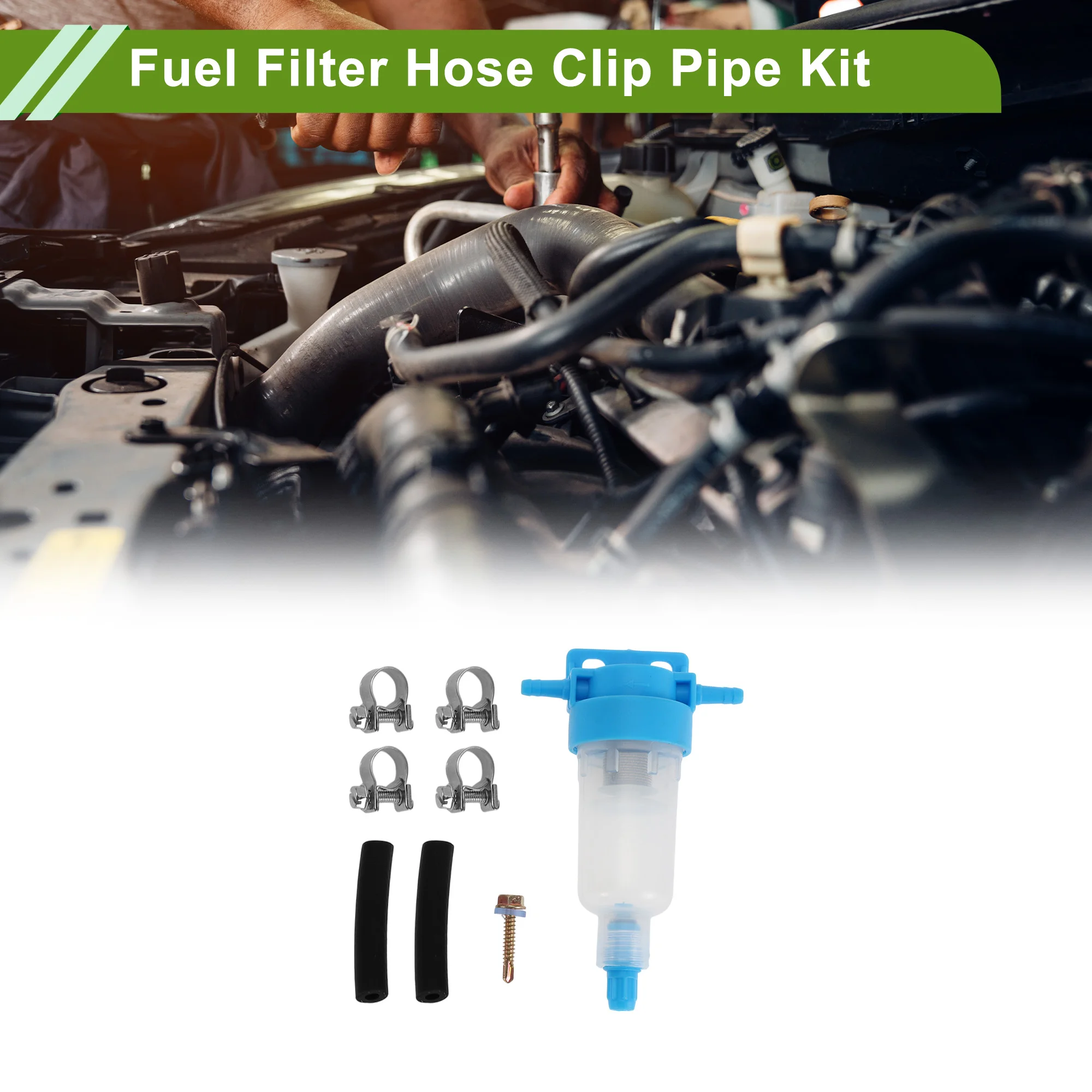 

UXCELL Fuel Water Separator Kit Fuel Water Separator Clamps Hoses Set for Car Truck