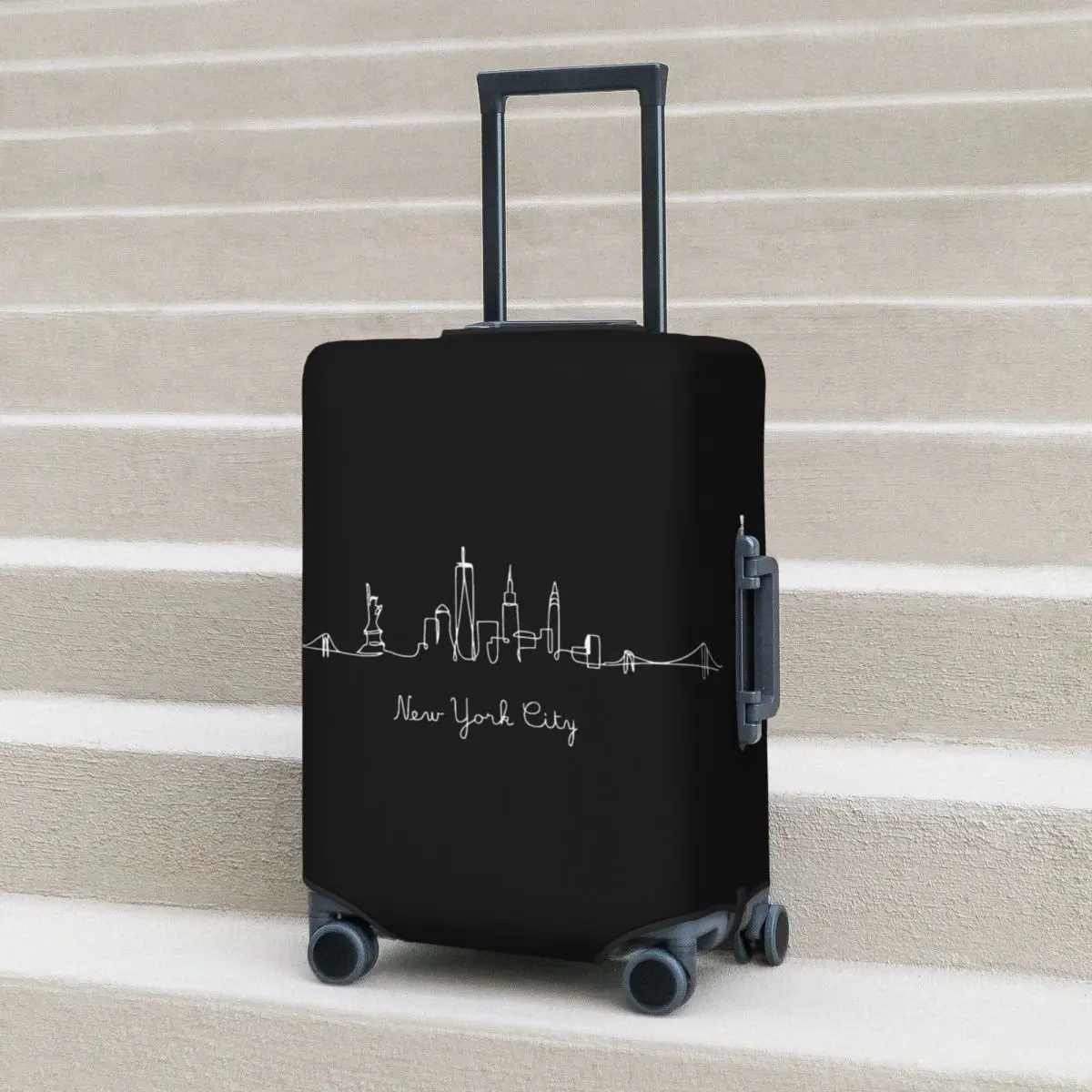 

New York Tattoo Suitcase Cover Vacation Line Art Strectch Luggage Accesories Travel Protector