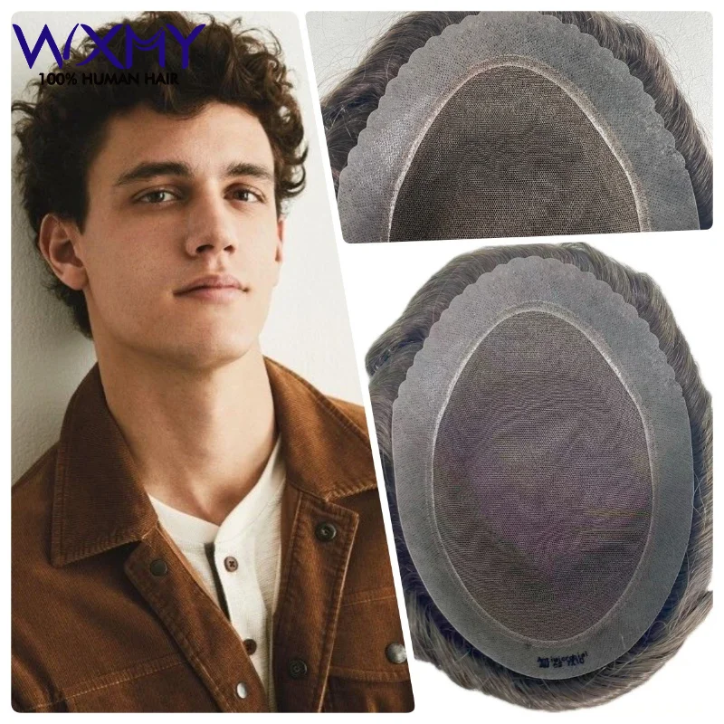 

Toupee man Australia Lace Pu Base Male Hair Prosthesis Breathable Men's Wig Replacement System Human Hair Wigs Toupee for Men