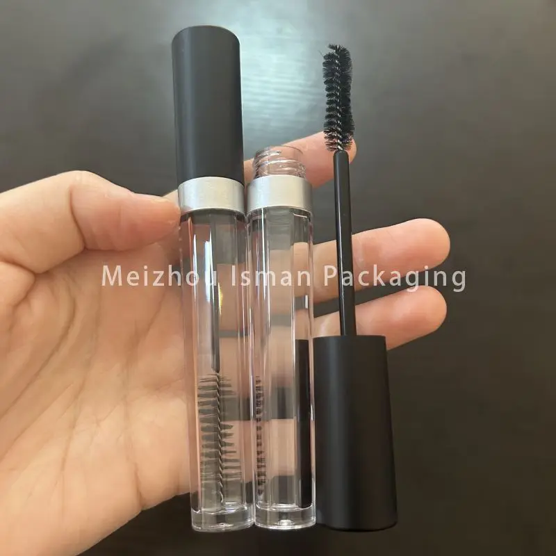 50Pcs unique clear matte black empty 8ml eyeliner cosmetic refillable mascara packaging bottle container wand tube with brush