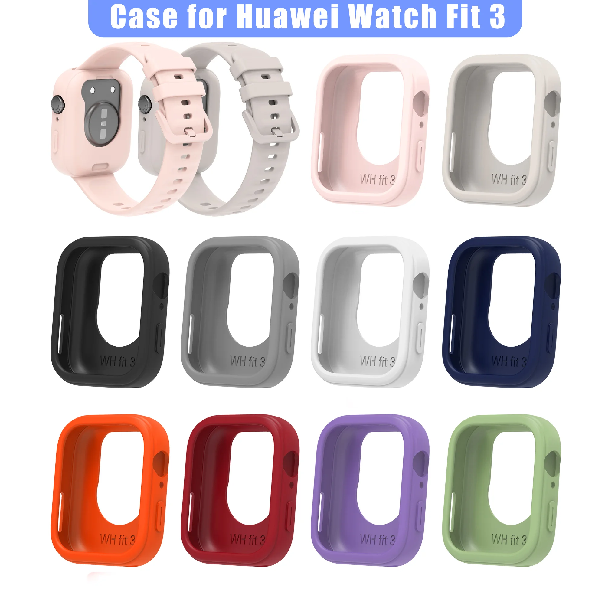 

Black Silicone Soft Case Suit for Huawei Watch Fit3 TPU Half-pack Silicone Protective Case
