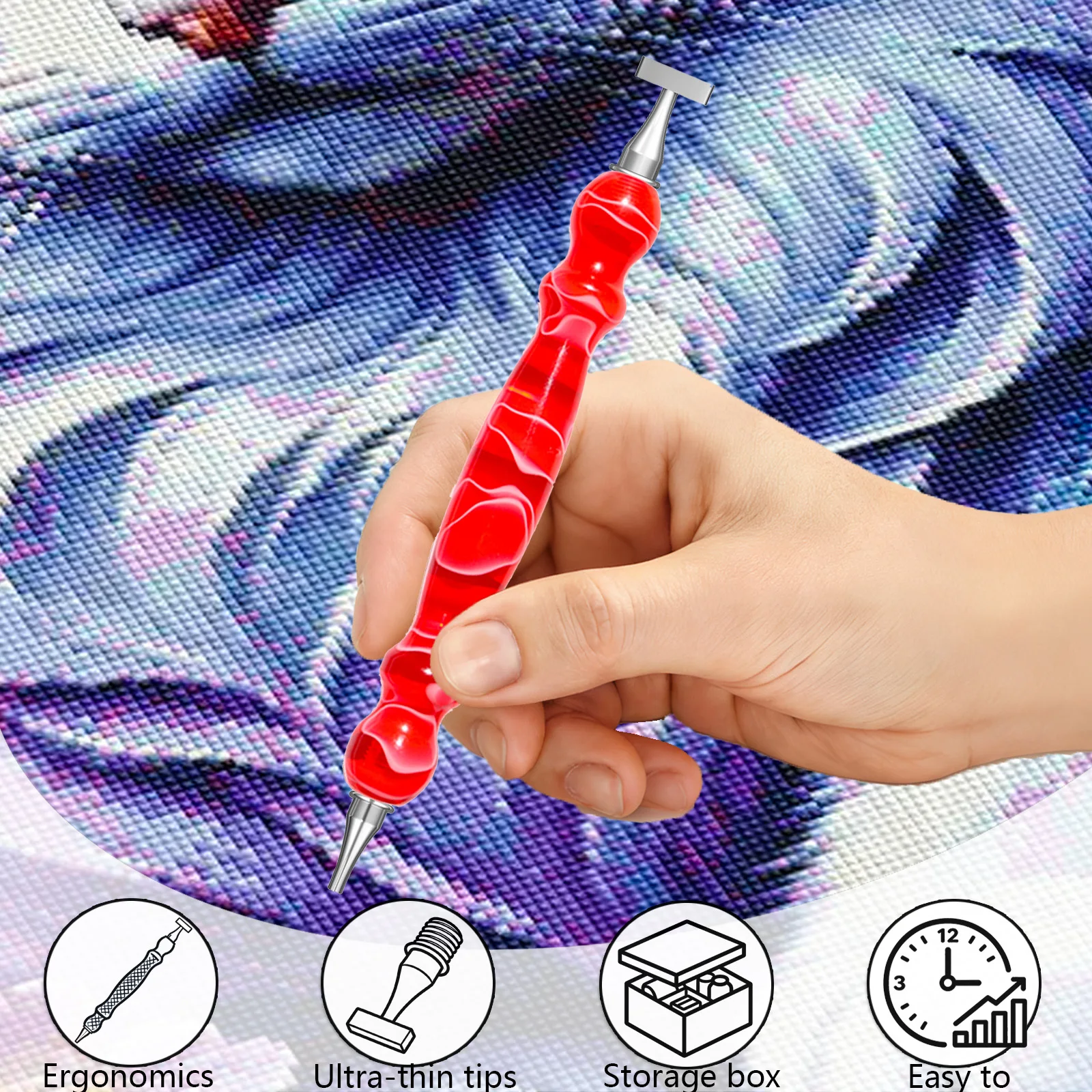 5D DIY Resin Diamond Painting Pen，Color Embroidery Threaded Dot Drill Tool，Metal Screw Thread Tips Accessories view 5