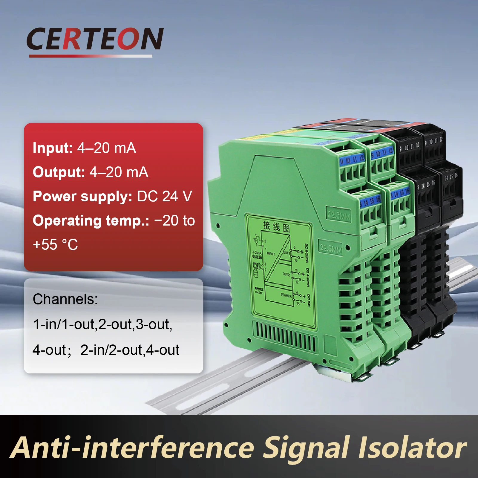 Aislador de Señal Industrial 4-20mA THP THG THS TU Entrada Simple o Doble Salida Múltiple 1x4 2x4 Montaje en Riel DIN Aislación de Bucle de Corriente Antirruido