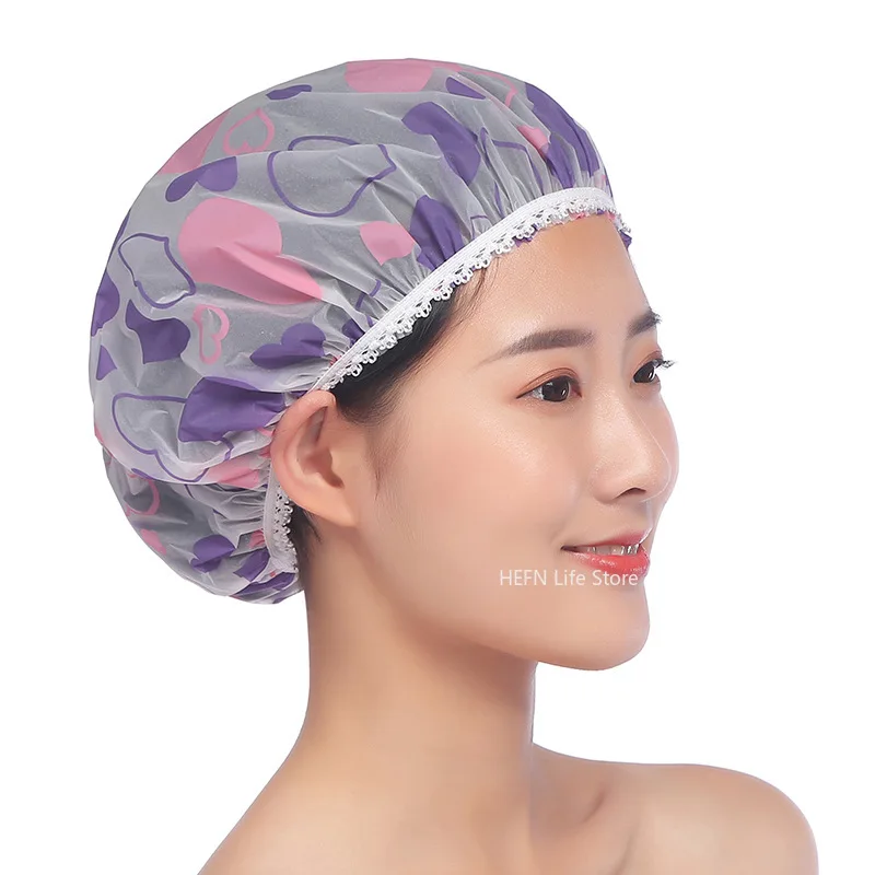 Thickened Waterproof Bath Hat for Women, Oil Fume Cap, Hair Salon Supplies, Shower Cap, Bathroom Accessories, 1PC