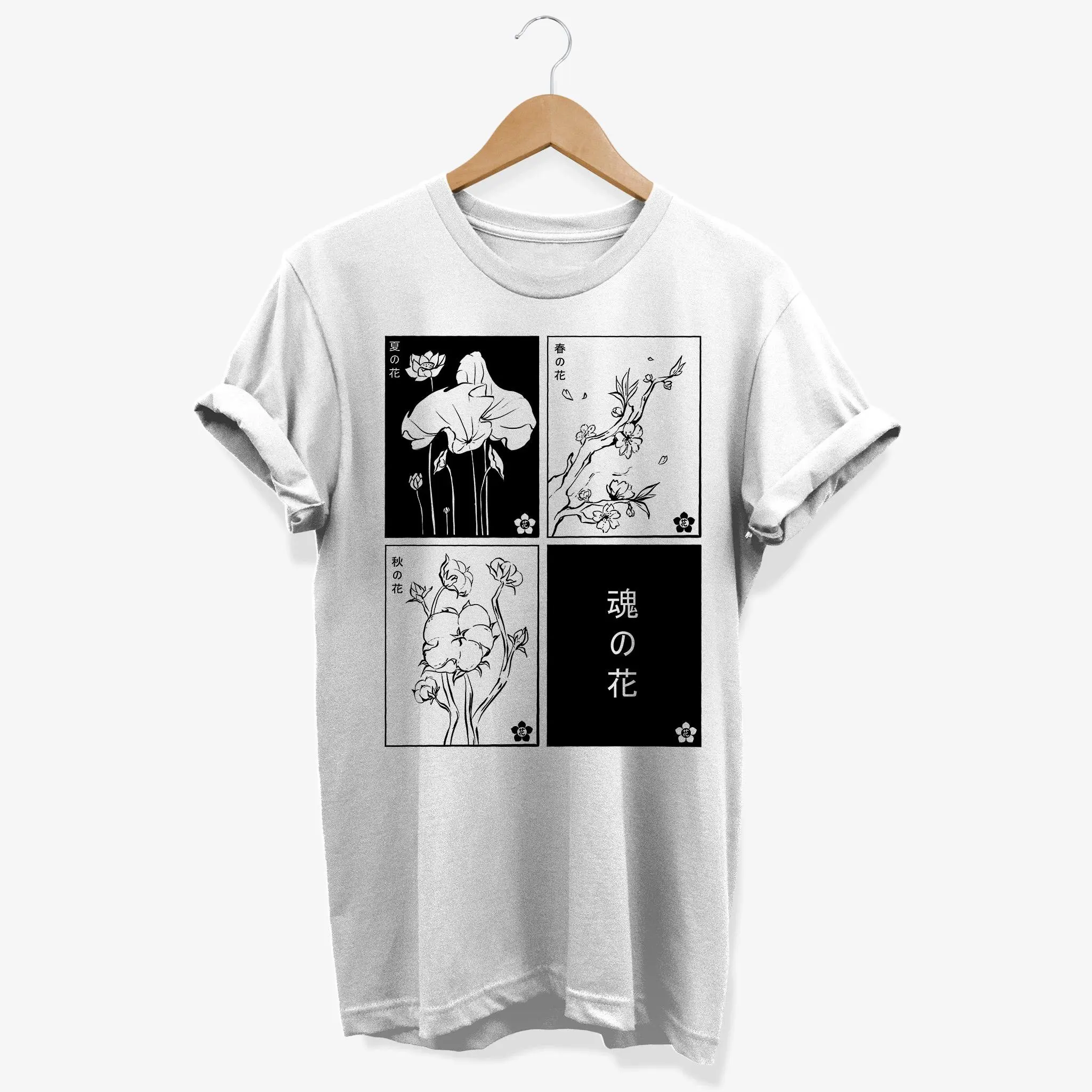 Japanese Floral T-Shirt: Minimalist Botanical Graphic Tee