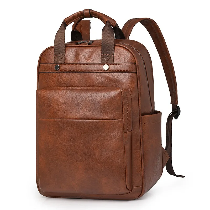 

Nesitu Vintage A4 Brown Black Coffee Grey PU Leather 14 15.6 inch Laptop Men Women's Backpack Lady Girl Travel Bag M0403