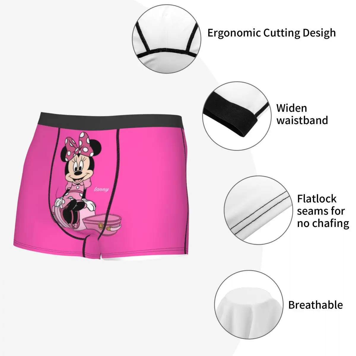 Calzoncillos Boxer personalizados de Mickey Mouse Minnie para hombre, ropa interior con estampado 3D de dibujos animados, bragas, calzoncillos suaves