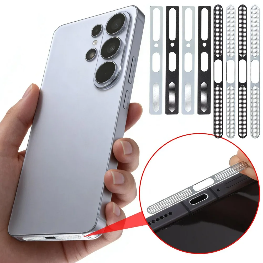 1Set for Samsung Galaxy S26 Ultra Metal Dustproof Net Stickers Anti-Dust Mesh Dust Plug with Cleaning Brush for Galaxy S26 Plus