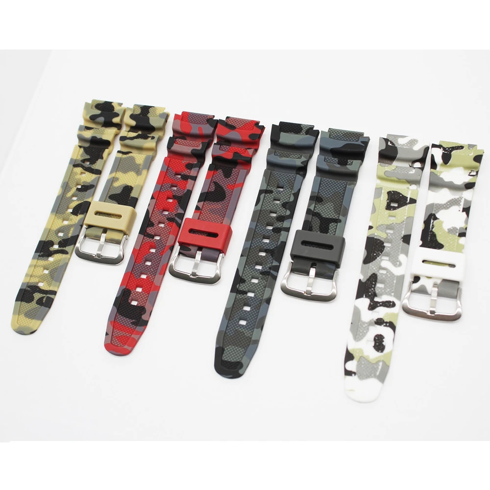 18mm convex mouth Camouflage Strap for AE-1200 1300 SGW-300 AQ-S810W Soft TPU Watch Band Men Sport Watchband Clasps Bracelet Bel