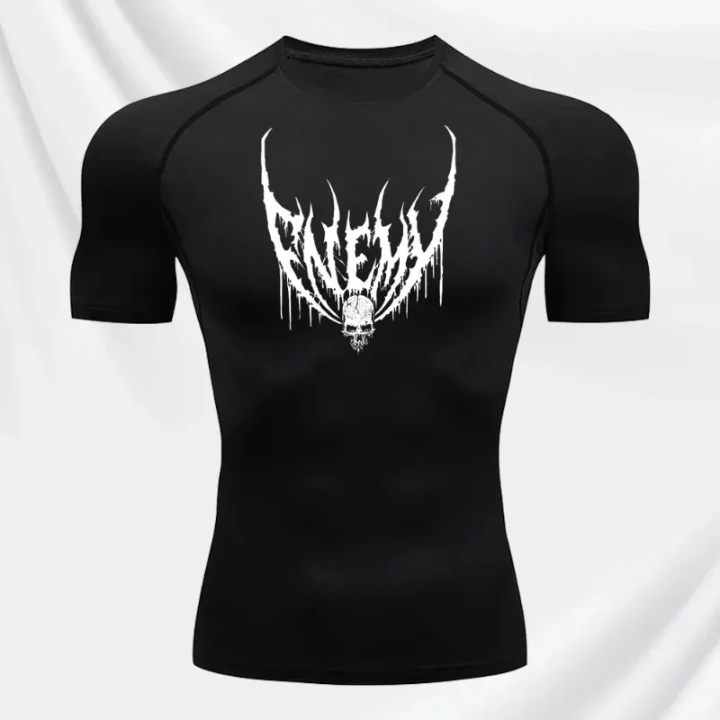 

Мужская летняя спортивная одежда: компрессионная футболка для бега и велоспорта, спортивная футболка с коротким рукавом, влагоотводящая, облегающая, для занятий спортом и джоггингом.