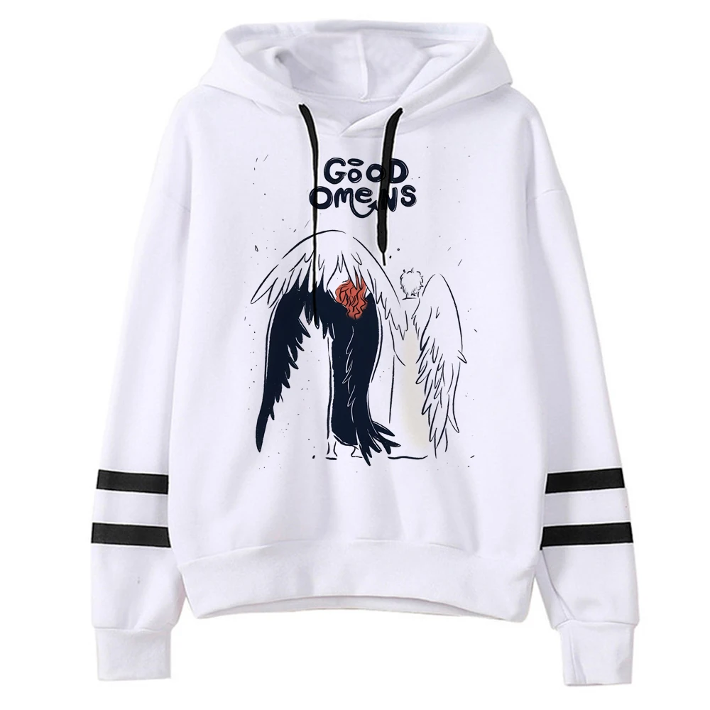 Good Omens-sudaderas con capucha para mujer, ropa de anime de lana vintage, tiradores harajuku, Invierno