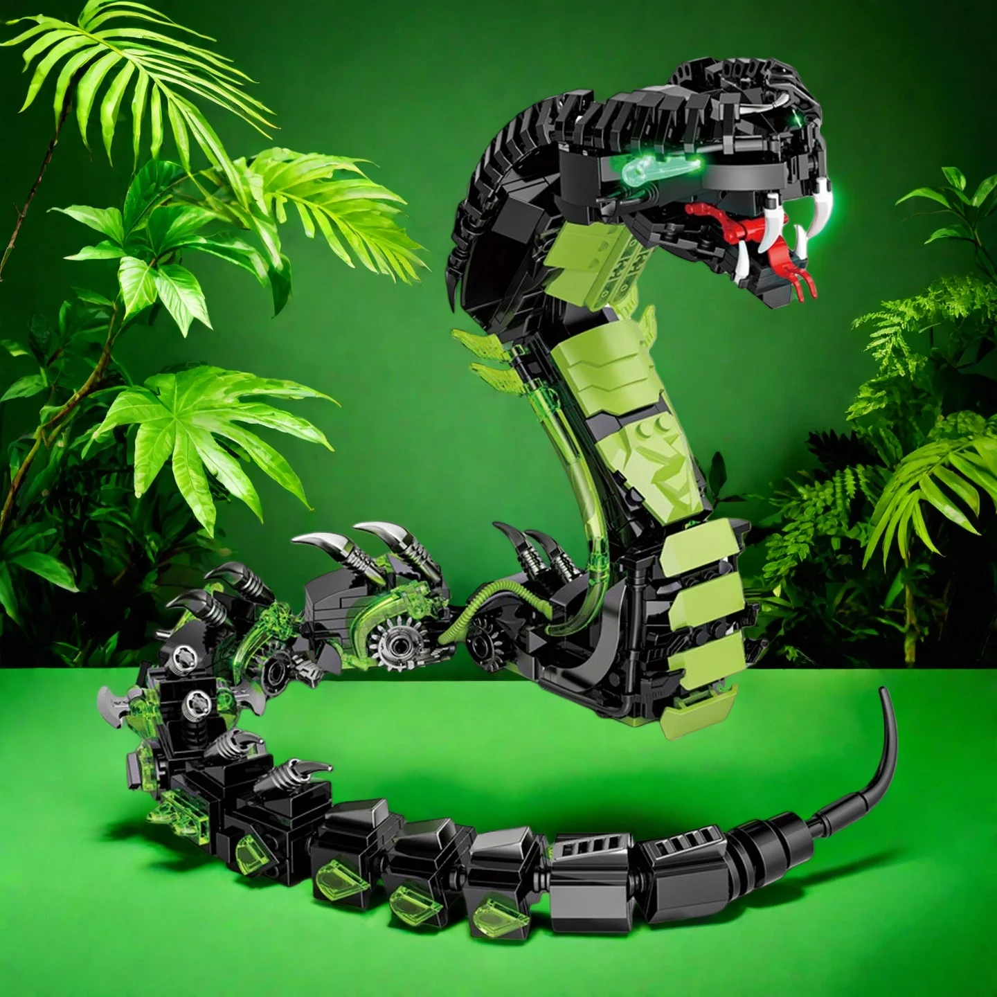 

NEW MOC Mechanical Glow in Dark Cobra Animal Building Blocks Set DIY Tabletop Decoration Model Birthday Christmas gifts for Kids