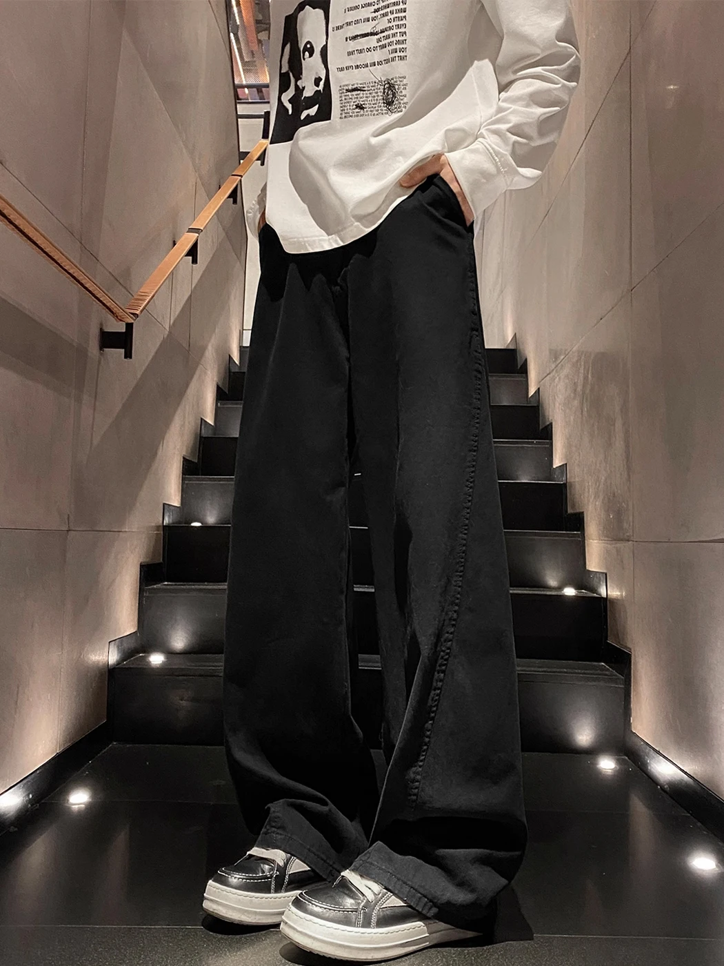 

Deconstructed Split Silhouette Work Pants Men's Casual Loose Versatile Autumn American Cleanfit High-End Feeling Straight Leg...