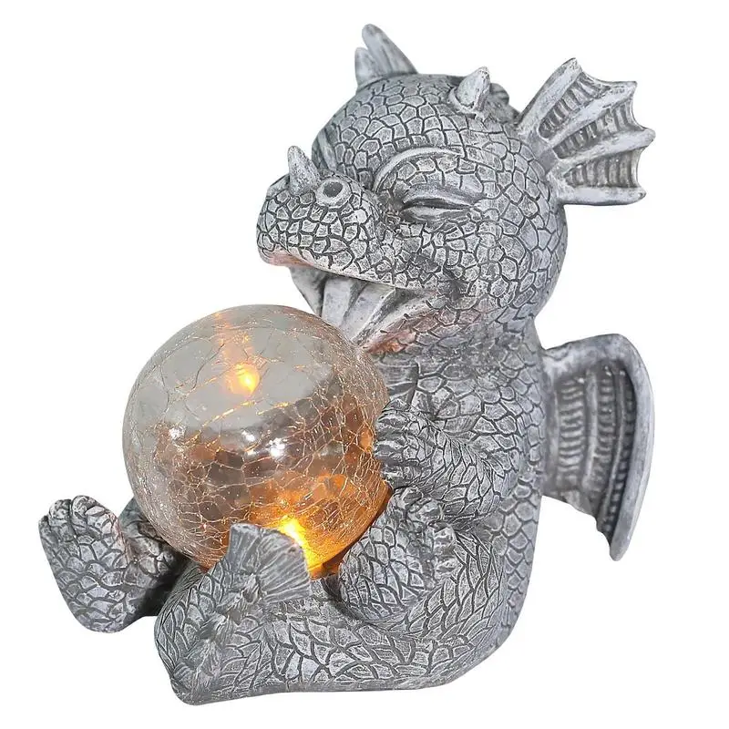 

Dragon Statue Sculpture Decorative Dinosaur Figurine Dragon Figurines Sculpture With Light For Yard Garden Decoration