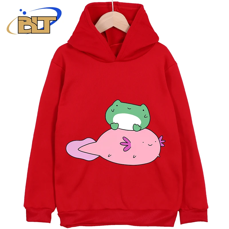 Axolotl Printed Children's Clothing Classic Sportswear Red New Children's Hoodie Suitable for Boys and Girls