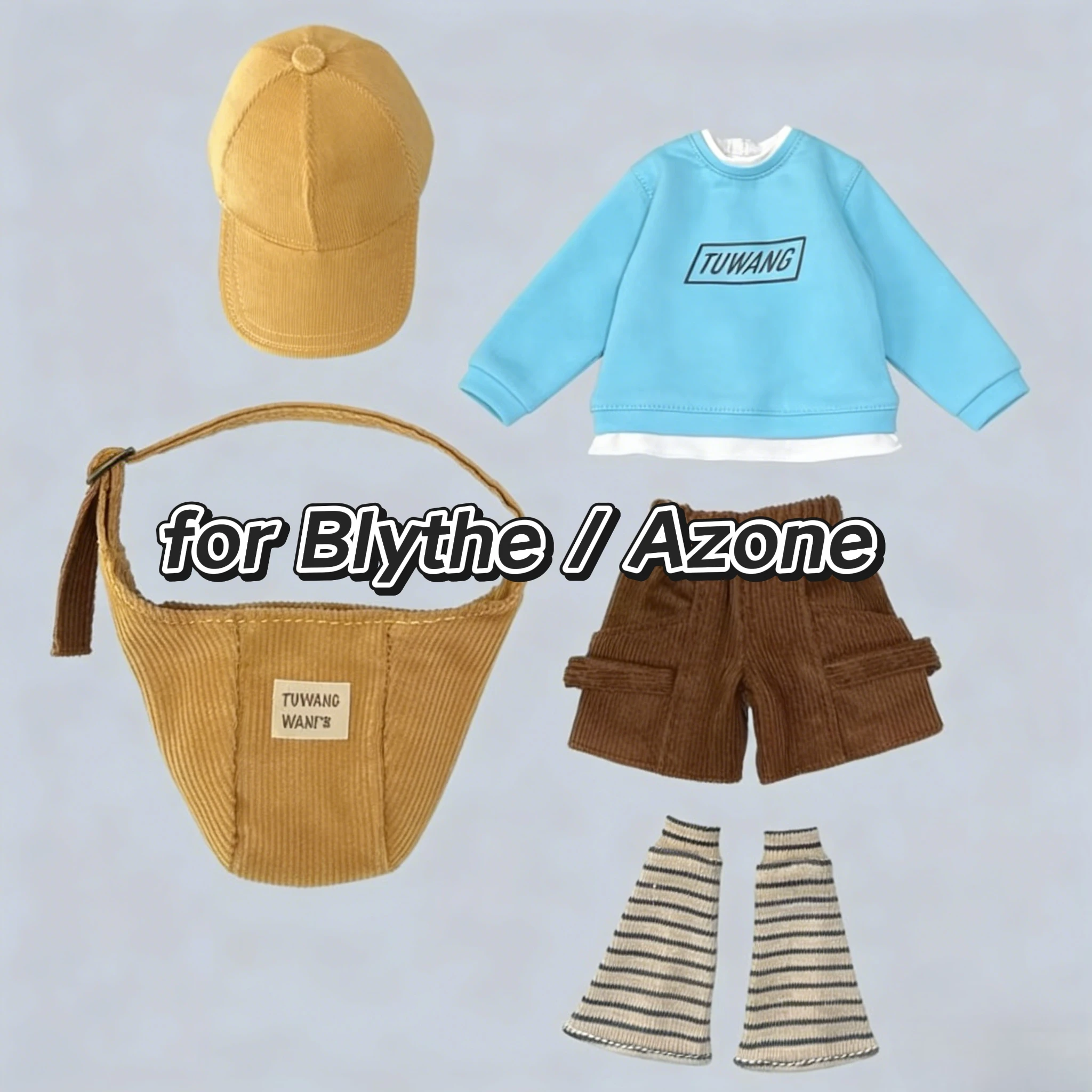 

Новая кукла Blythe Ob24, детская одежда, искусственная двухсекционная толстовка с капюшоном, вельветовые шорты, сумка, чехлы на ноги, муфты, кепка