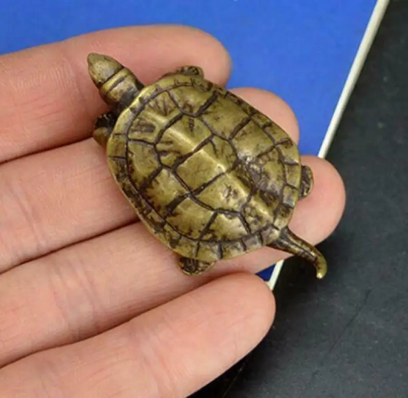 Chinese Collectible archaize pure brass tortoise small statue
