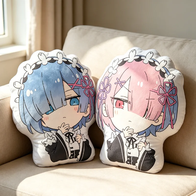 Rezero Rem Re:Life In A Different World From Zero Housse de coussin décorative Anime Rem Ram Coussins décoratifs pour la maison